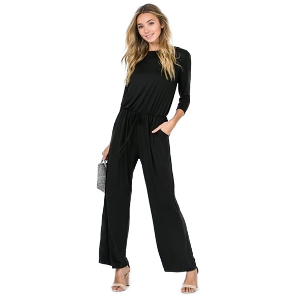 ladies black long sleeve jumpsuit